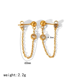 1 Pair Dainty Simple Style Stainless Steel  Gold Color Inlay Rhinestones Women's Earrings h5 Picture3